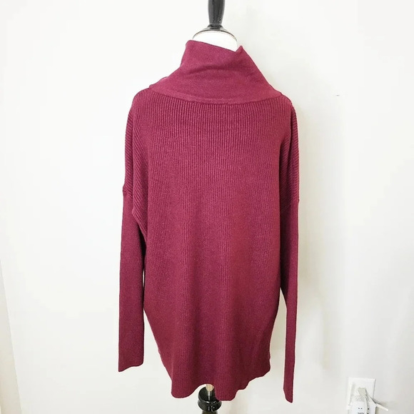 New Devotion by Cyrus Burgundy Ribbed Knit Turtleneck Sweater M - Picture 4 of 6